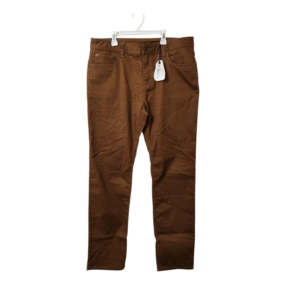 Prana Bridger Jean Mens 32x34 Brown Slim Tapered Fit Organic‎ Cotton Stretch New